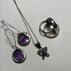 Silver and Purple Moon Jewelry Set
